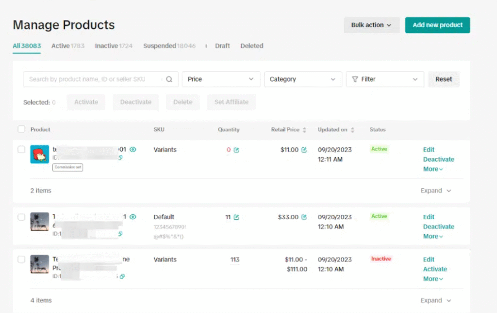 Bulk Upload Products